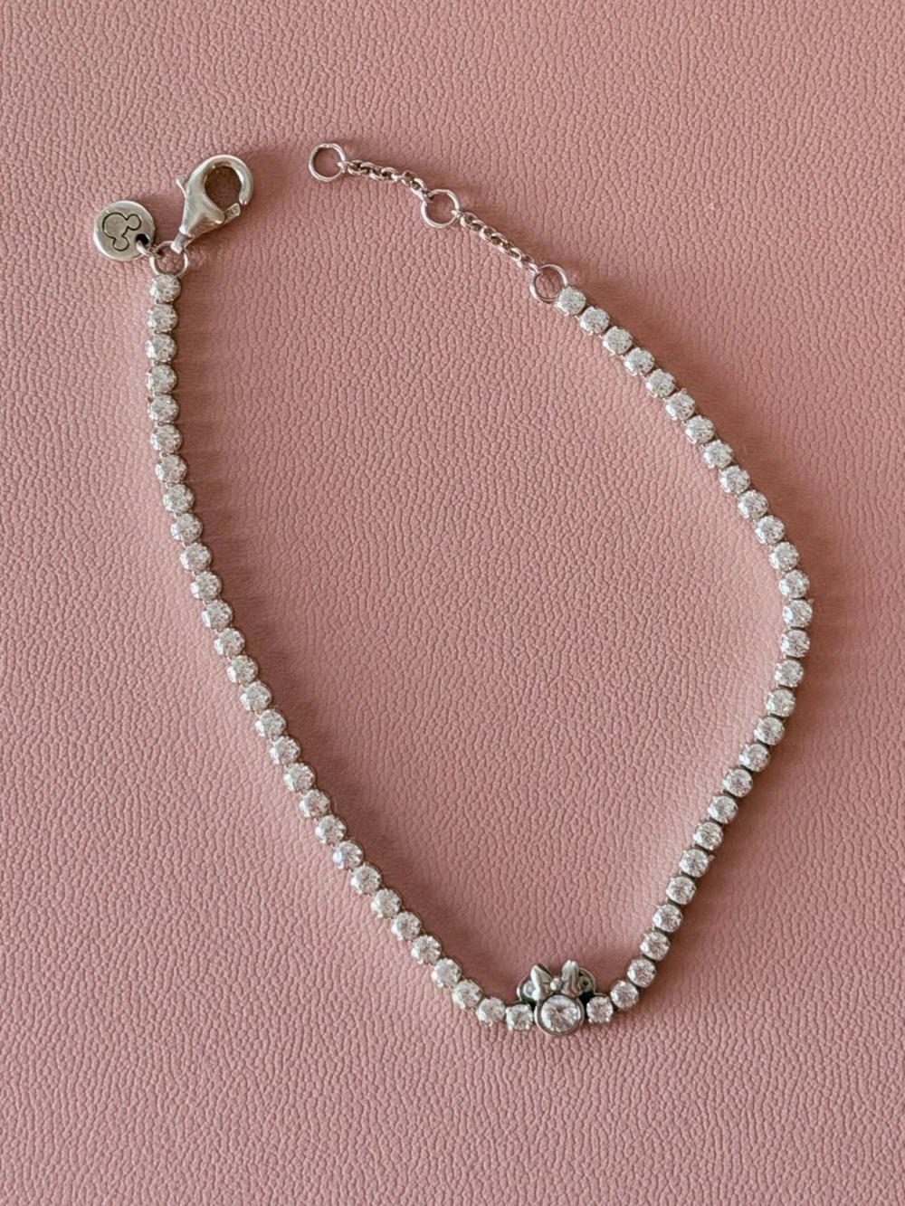 Pandora Silver Tone Minnie Crystal Tennis Bracelet